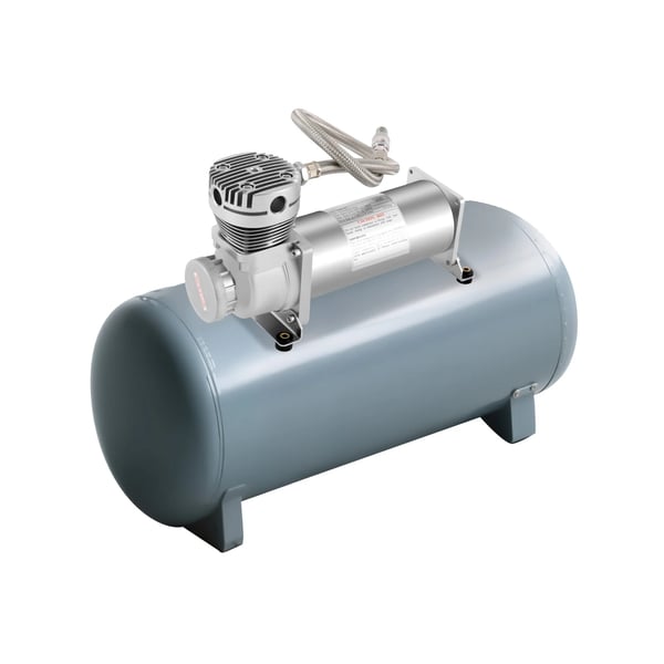 Bil Luftkompressorsæt - 12V DC Luftaffjedringspumpe - 200 PSI - NPT 6,35 mm Gevind - Ekstra Kraftig - Til Dæk & Air Ride - Sølv