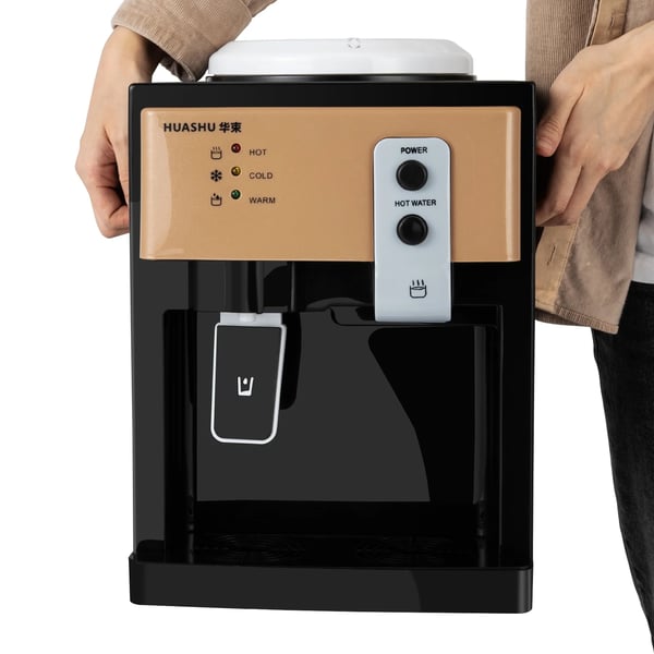 Vandkøler/Vanddispenser - Bordmodel - 5 Gallon (18,9 L) - Varm & Kold 8–90 °C - Plastik - Champagne