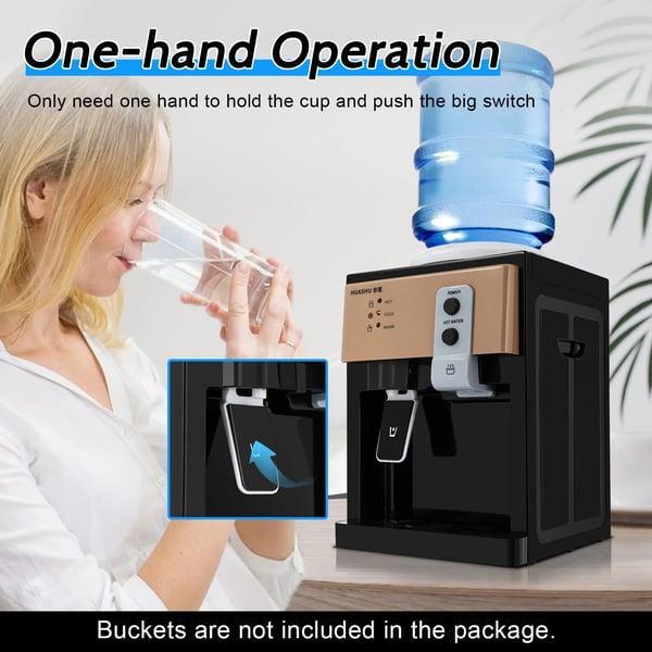 Vandkøler/Vanddispenser - Bordmodel - 5 Gallon (18,9 L) - Varm & Kold 8–90 °C - Plastik - Champagne