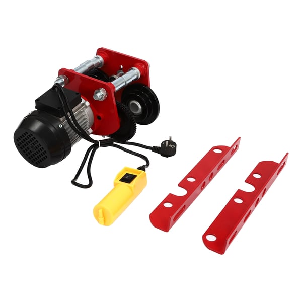 Elektrisk talje/kabelspil - Mini løftekran - 1000 kg løftekapacitet - Fjernbetjening med lang kabel - Stål Q235/HT200/45# - Rød/Sort