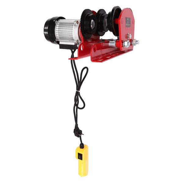 Elektrisk talje/kabelspil - Mini løftekran - 1000 kg løftekapacitet - Fjernbetjening med lang kabel - Stål Q235/HT200/45# - Rød/Sort