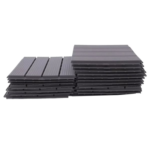 Terrassefliser - Klikfliser 30 x 30 cm - 22 Stk - Polypropylen - Sammenlåsende - Inde & Ude - Mørkegrå