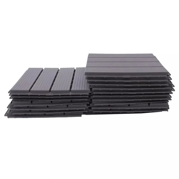 Terrassefliser - Klikfliser 30 x 30 cm - 22 Stk - Polypropylen - Sammenlåsende - Inde & Ude - Mørkegrå
