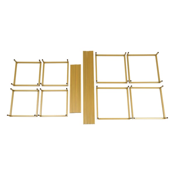 Kukkajalusta - Lattiakasviteline - 4 kpl metallipylväitä - 20×20×40 cm ja 24×24×60 cm - Häihin ja juhliin - Kulta