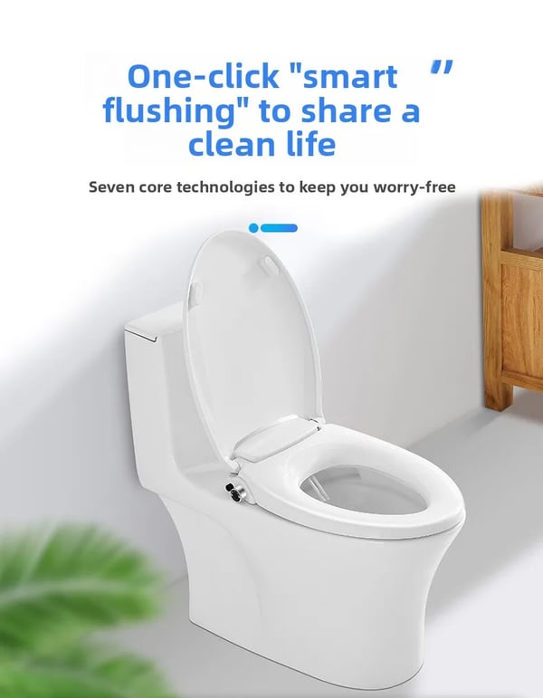 Bidet toiletsæde - Ikke-elektrisk - V-formet - Åben Front - Soft-Close - Selvrensende Dyse - PP-plast - Hvid