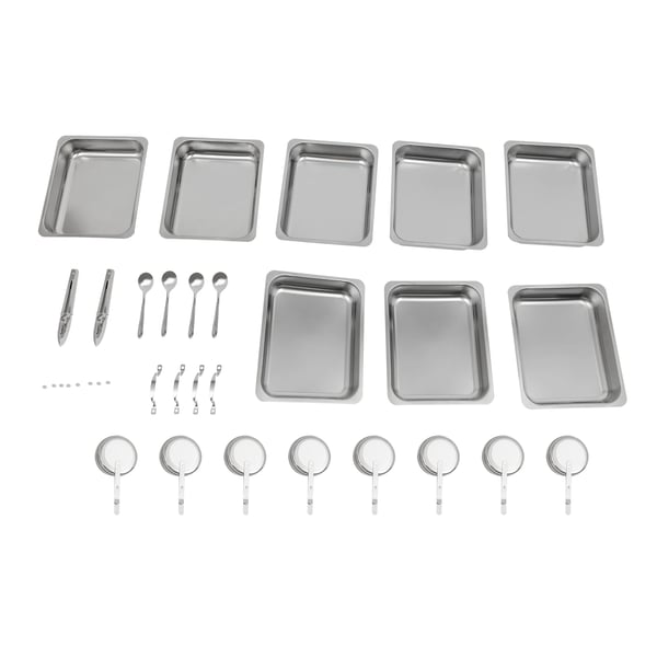 Chafing Dish Buffetvarmer - Sæt - 4-pak - 9 L - 53 x 33,5 cm - Højde 30 cm - Til ca. 10 personer - Lysegrå