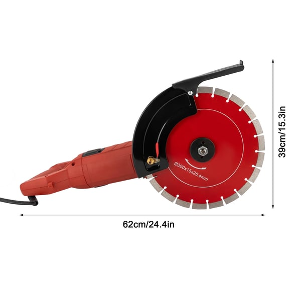 Betonskærer til sten - Håndholdt sporskærer/cirkelsav - 5800 W - 30,5 cm klinge - 4100 o/min - 220 V EU-stik - Rød