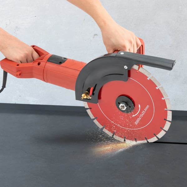Betonskærer til sten - Håndholdt sporskærer/cirkelsav - 5800 W - 30,5 cm klinge - 4100 o/min - 220 V EU-stik - Rød