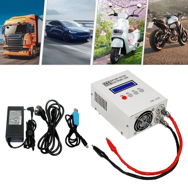 Batteritester - EBC-A20 - 4-leder - 85 W - Høj Præcision - Indre Modstandsmåling - Til Lithium- og Blysyrebatterier - LCD-display - Hvid