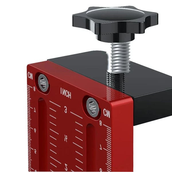Monteringsjig til skabslåge - Installationsskabelon - Justerbar 10–60 mm - Til rammeløse og rammede skabe - Aluminiumlegering - Rød