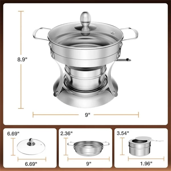 Chafing Dish Buffetsæt - Rund 5 qt 4-pak - Rustfrit Stål - Buffet-/Cateringvarmer - Sølv