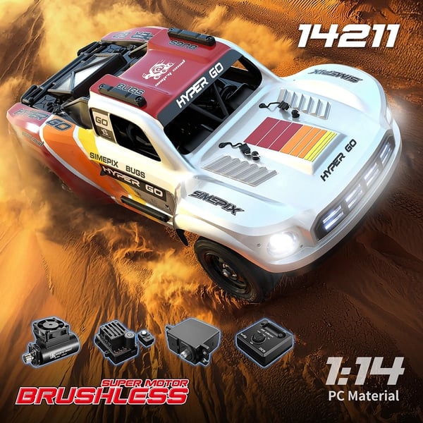 RC Short Course -auto - 14211 1:14 - Harjaton 4400KV Gyrolla - 47 km/h - 2× 2S 3000 mAh LiPo (2 akkua) - 120 m - Punainen