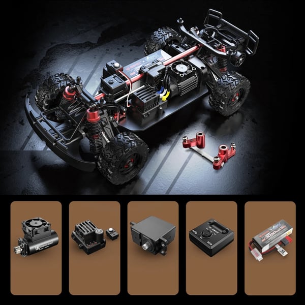RC Short Course -auto - 14211 1:14 - Harjaton 4400KV Gyrolla - 47 km/h - 2× 2S 3000 mAh LiPo (2 akkua) - 120 m - Punainen