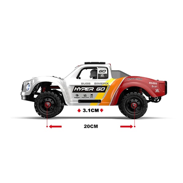 RC Short Course -auto - 14211 1:14 - Harjaton 4400KV Gyrolla - 47 km/h - 2× 2S 3000 mAh LiPo (2 akkua) - 120 m - Punainen