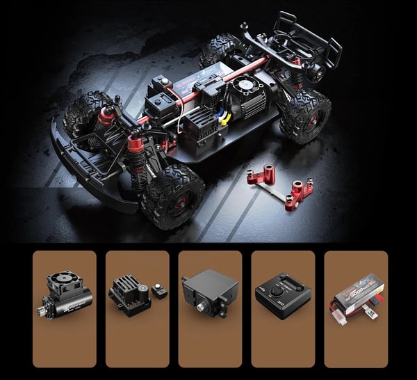 RC Short Course -auto - 14211 1:14 - Harjaton 4400KV Gyrolla - 47 km/h - 2× 2S 3000 mAh LiPo (2 akkua) - 120 m - Punainen