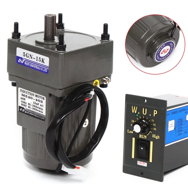 Gearmotor (reduktionsmotor) - Med hastighedsregulator - Industrielt brug - Høj ydeevne - Justerbar styring - Robust design - Grå