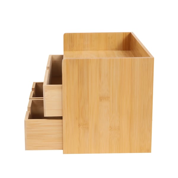 Skrivebordsorganizer - Bordopbevaring med skuffer - Bambus - 3 skuffer - 30×19×20 cm - Fritstående - Natur