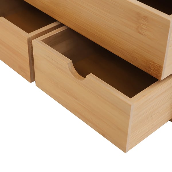 Skrivebordsorganizer - Bordopbevaring med skuffer - Bambus - 3 skuffer - 30×19×20 cm - Fritstående - Natur