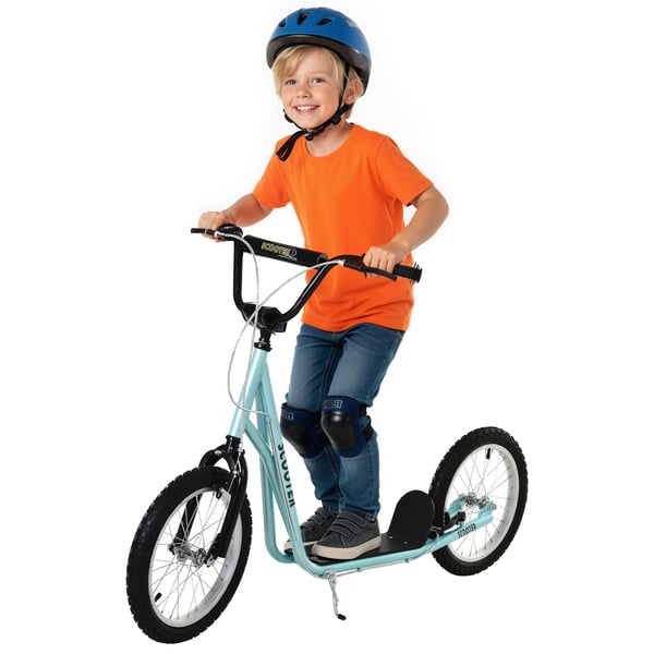 Barnsparkcykel - 2-hjulig - Från 5 år - Höjdjusterbart styre - Uppblåsbara gummidäck - Dubbelbroms - Max 100 kg - 139×58×96 cm - Blå