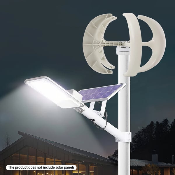 Vertikal vindturbine-generator - 600 W 24 V - 5-Bladet Lanterneformet - Med Laderegulator - Til Hjem, Gård, Båd - Hvid