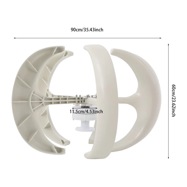 Vertikal vindturbine-generator - 600 W 24 V - 5-Bladet Lanterneformet - Med Laderegulator - Til Hjem, Gård, Båd - Hvid