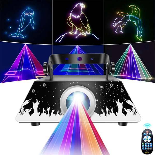 RGB Laservalo - Lavaprojektori - 3D-animaatio - Kaukosäädin - EU-pistoke - 100V AC - CE-hyväksytty - Juhliin & Discoon