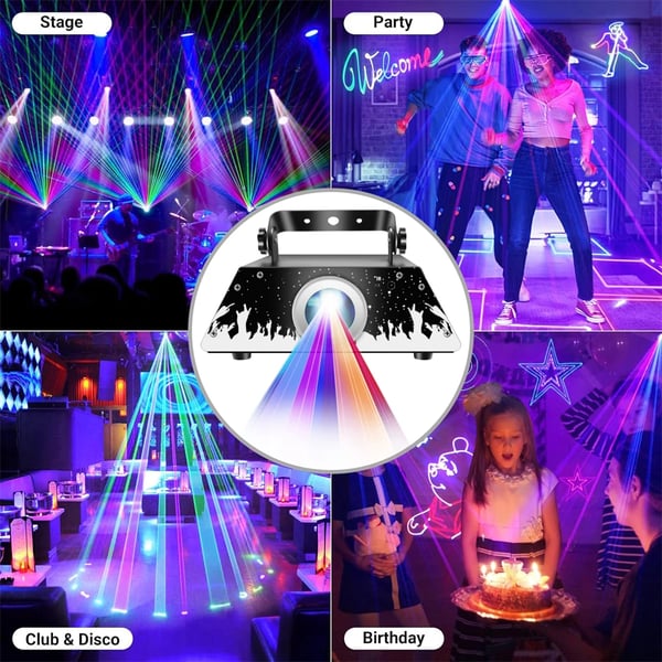 RGB Laservalo - Lavaprojektori - 3D-animaatio - Kaukosäädin - EU-pistoke - 100V AC - CE-hyväksytty - Juhliin & Discoon