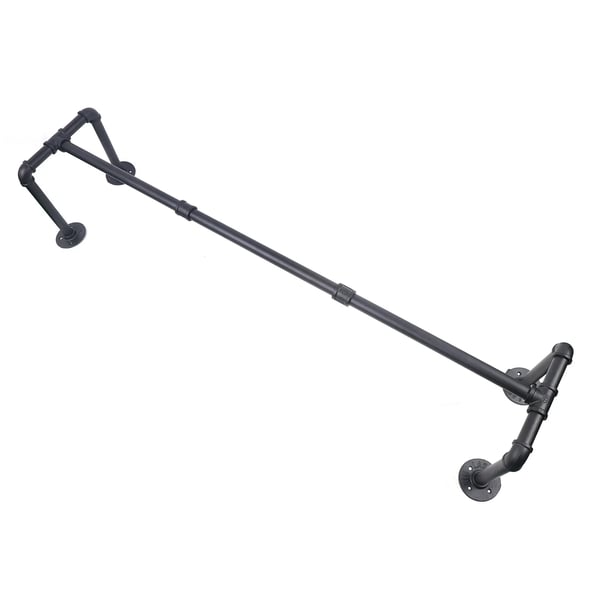 Tøjstang/Garderobestang - Vægmonteret - Stål - 30 kg bæreevne - Pladsbesparende design - Til soveværelse/badeværelse/stue - Sort