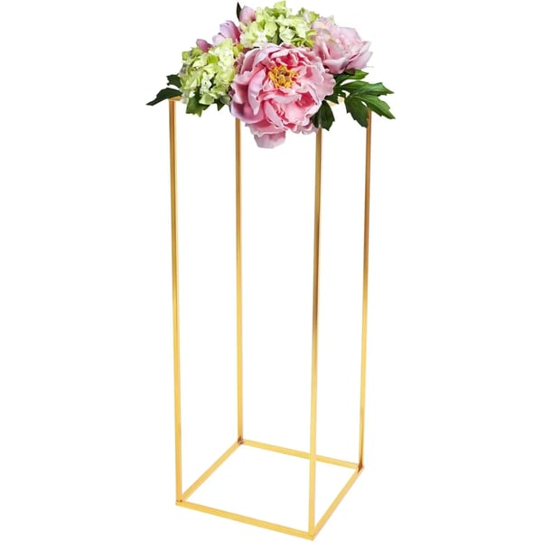Blomster- & Plantestativ - Gulvstativ/Søjle - Højde 80 cm - Akryl & Metal - Bryllupsdekoration - Guld
