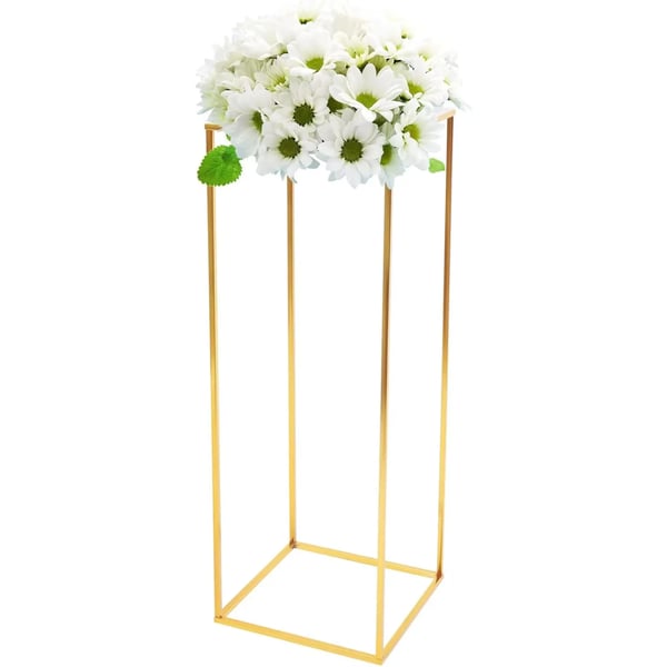 Blomster- & Plantestativ - Gulvstativ/Søjle - Højde 80 cm - Akryl & Metal - Bryllupsdekoration - Guld