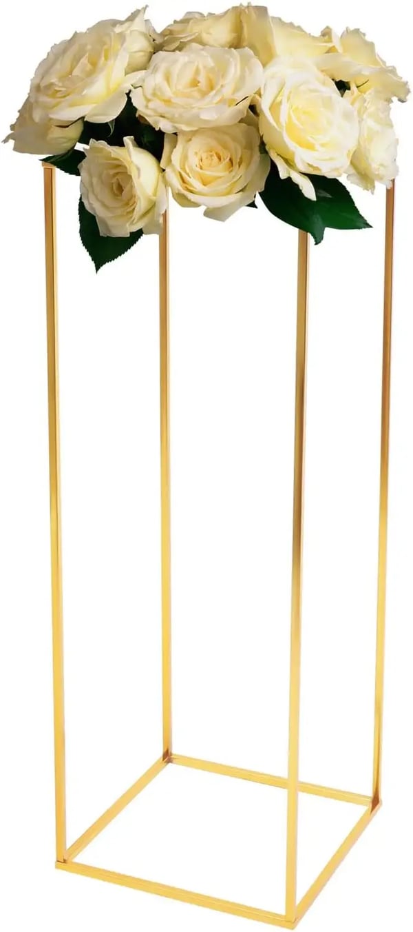 Blomster- & Plantestativ - Gulvstativ/Søjle - Højde 80 cm - Akryl & Metal - Bryllupsdekoration - Guld