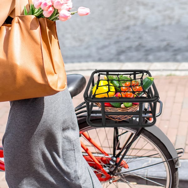 Cykelkurv bag - Bagagebærerkurv - Jern - Kraftig lastkurv - Til cykel og elcykel - Sort