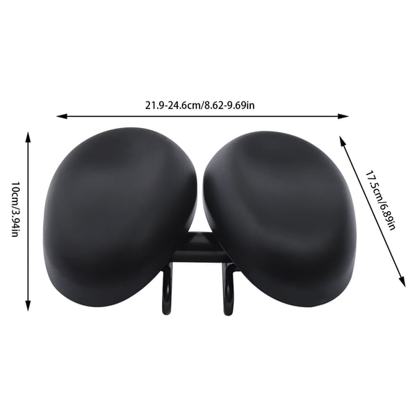 Næseløs cykelsadel - 4590 Cykelsadel - Justerbar Bredde 21,9–24,6 cm - Stødabsorberende 65 Manganstål - Ergonomisk Design - Længde 17,5 cm - Sort