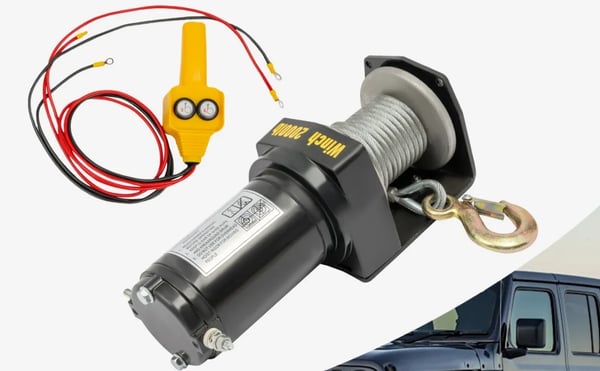 Elektrisk spil - Kabelhejs - Motor 0,4 kW - Lyftehøjde 6 m - Fjernbetjening - Lodret 200 kg, vandret 900 kg - Sølv