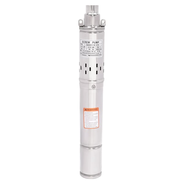Djupbrunnspump - Dykpump 3 tum (7,6 cm) - 550 W 0,75 hk - Rostfritt Stål - IP68 - EU-kontakt - Max Djup 60 m