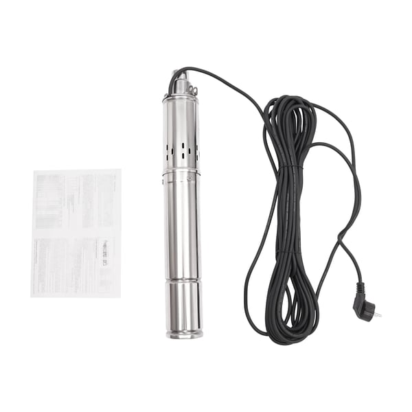 Dybbrøndspumpe - Dykpumpe 3 tommer (7,6 cm) - 550 W 0,75 hk - Rustfrit Stål - IP68 - EU-stik - Maks. Dybde 60 m