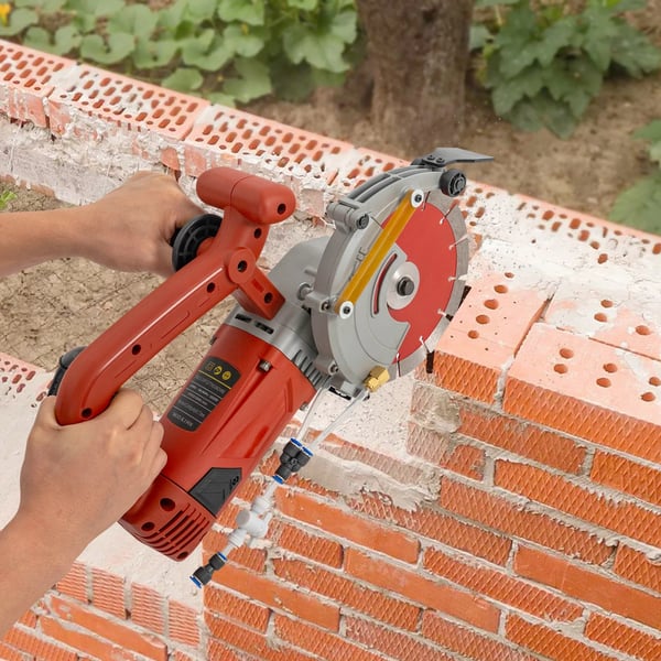 Elektrisk vægfræser - Rilleskærer til beton/tegl - Klingediameter 190 mm - 5000 o/min - Skæredybde 34–71 mm - 220 V EU‑stik - Rød