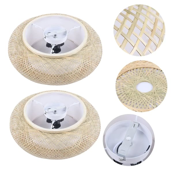 Bambu Kattovalaisin - Riippuvalaisin - Punottu Bambu & Puu - E27 220 V - Lamppu mukana - Ø 40 cm - Ruskea