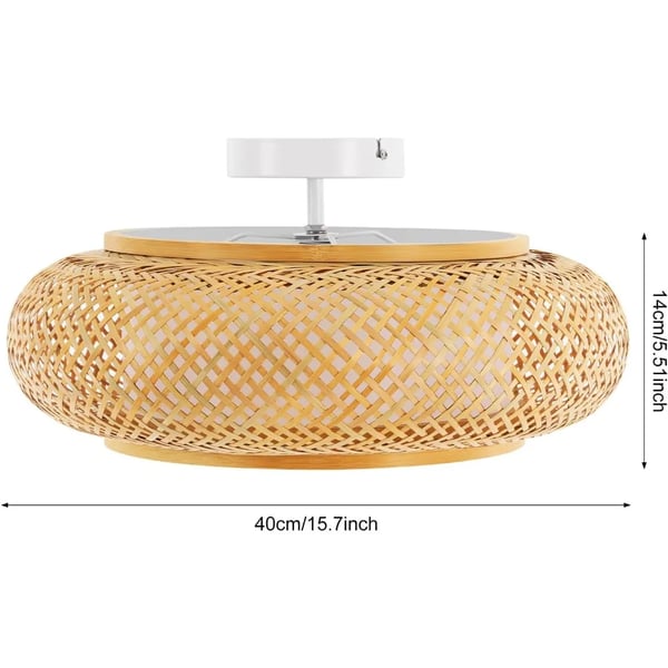 Bambu Kattovalaisin - Riippuvalaisin - Punottu Bambu & Puu - E27 220 V - Lamppu mukana - Ø 40 cm - Ruskea