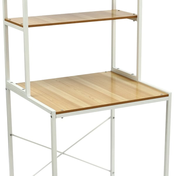 Opbevaringshylde til vaskemaskine/tørretumbler - 3‑niveau fritstående stativ - Tøjstang - Håndklædeholder - Taskekrog - Bundrum 65×60×97 cm