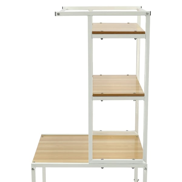 Opbevaringshylde til vaskemaskine/tørretumbler - 3‑niveau fritstående stativ - Tøjstang - Håndklædeholder - Taskekrog - Bundrum 65×60×97 cm