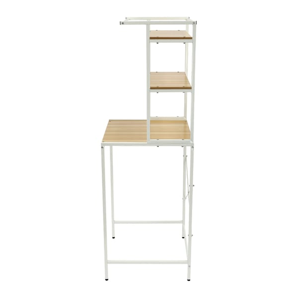 Opbevaringshylde til vaskemaskine/tørretumbler - 3‑niveau fritstående stativ - Tøjstang - Håndklædeholder - Taskekrog - Bundrum 65×60×97 cm