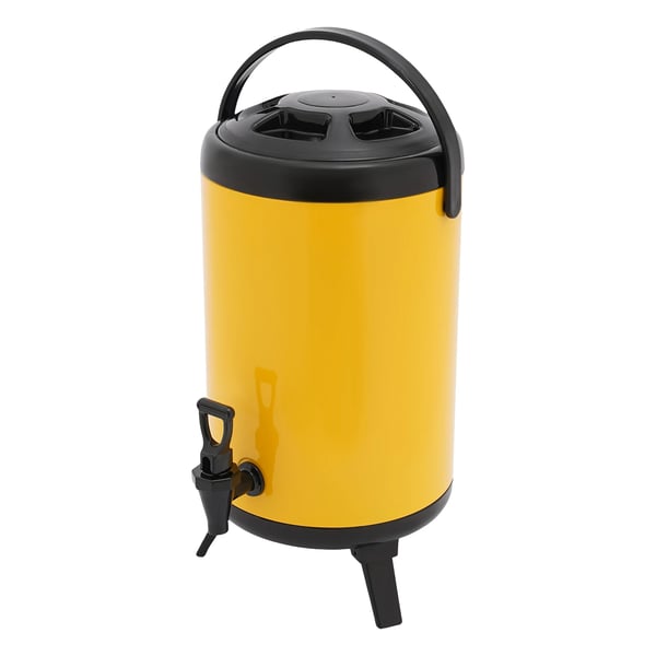 Drikkedispenser - Bordmodel 10 l rund med hane - Isoleret til varme & kolde drikke - 201 rustfrit stål/PU - Gul