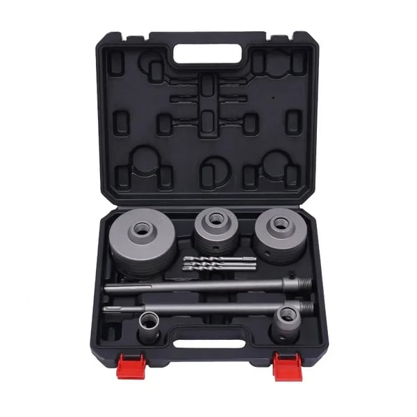 Hulsav/kernebor-sæt - SDS Plus/Max - 30–100 mm (30/40/68/80/100) - Til beton, cement, sten - 5 størrelser - 4,8 kg - Sort