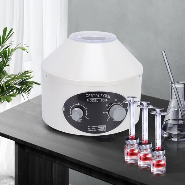 Laboratoriecentrifuge - Bordcentrifuge - Høj hastighed - 6 rør - Justerbar hastighed - Timer - Plasma-/serumseparation - Hvid