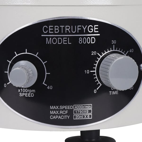 Laboratoriecentrifuge - Bordcentrifuge - Høj hastighed - 6 rør - Justerbar hastighed - Timer - Plasma-/serumseparation - Hvid