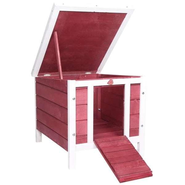 Utomhus träbur - Smådjursbur - Fällbart bitumentak - 51×42×43 cm - Röd