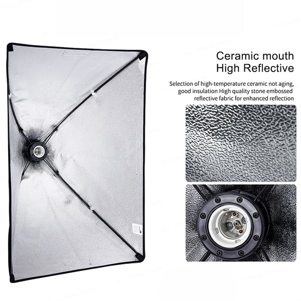 Studiobelysning - Softbox sæt - 135 W LED - 2 m lampestativ - Rektangulær - Til foto & video - Sort