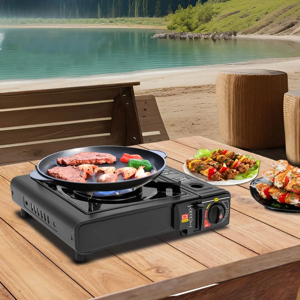 Retkikaasukeitin - Kannettava Butaani/Nestekaasu Kaasuliesi - 2500 W - 100 g/h - 34×26×8 cm - Metalli - Musta