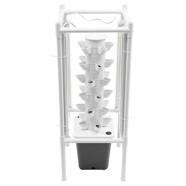 Hydroponisk plantetårn - Vertikalt havesystem - 6 niveauer - 30 plantepladser - 4 LED-vækstlamper - Jordfri hydroponik